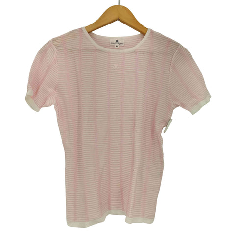 クレージュ courreges コットンレーヨン ボーダー クルーネックTシャツ レディース JPN:9号