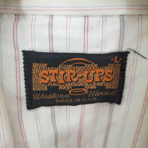STIR UPS USA製 ストライプ ドット 襟芯 スナップボタン ウエスタン シャツ メンズ import:L