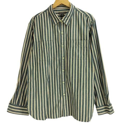 エディーバウアー Eddie Bauer ダブルポケット ストライプ柄 コットン 長袖シャツ メンズ import:L