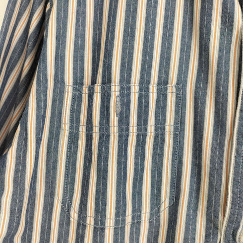 エディーバウアー Eddie Bauer ダブルポケット ストライプ柄 コットン 長袖シャツ メンズ import:L