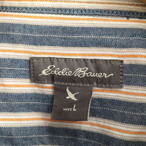 エディーバウアー Eddie Bauer ダブルポケット ストライプ柄 コットン 長袖シャツ メンズ import:L