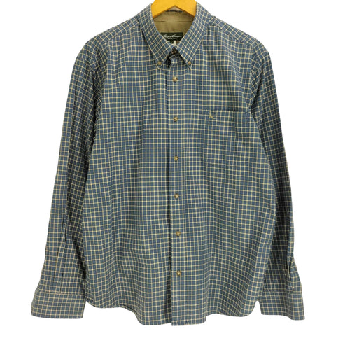 エディーバウアー Eddie Bauer MADE IN MAURITIUS ワンポイント刺繍 チェック柄 コットン ボタンダウン 長袖シャツ メンズ import:L