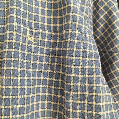 エディーバウアー Eddie Bauer MADE IN MAURITIUS ワンポイント刺繍 チェック柄 コットン ボタンダウン 長袖シャツ メンズ import:L