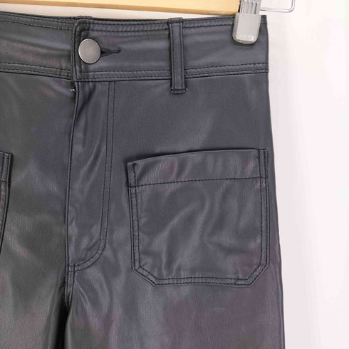 ザラ ZARA STRAIGHT-LEG HIGH-WAIST ストレート レッグ ハイウエスト フェイク レザー パンツ レディース EUR:34