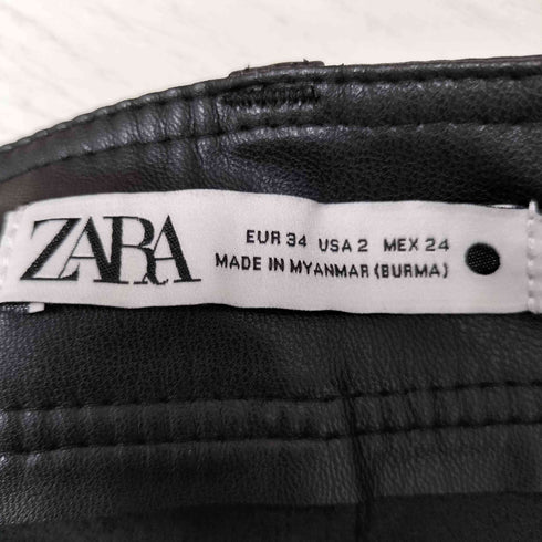 ザラ ZARA STRAIGHT-LEG HIGH-WAIST ストレート レッグ ハイウエスト フェイク レザー パンツ レディース EUR:34