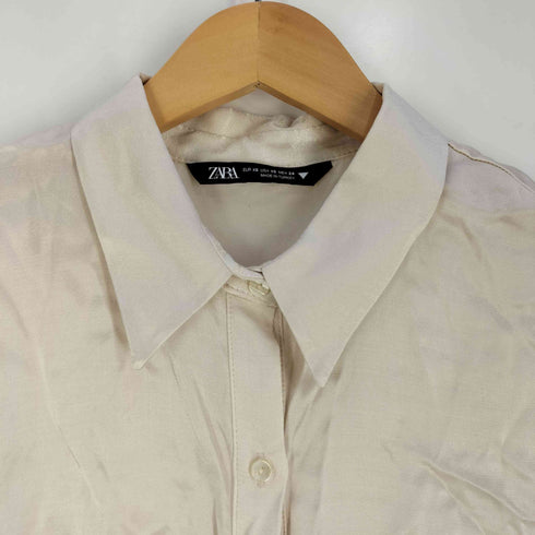 ザラ ZARA サテン クロップド シャツ レディース import:XS