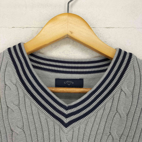 キャロウェイ Callaway 刺繍ロゴ ケーブル Vネックニット メンズ LL