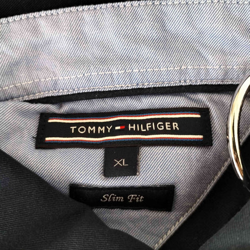 トミーヒルフィガー TOMMY HILFIGER ロゴ刺繍 Slim Fit ボーダーポロシャツ メンズ import:XL