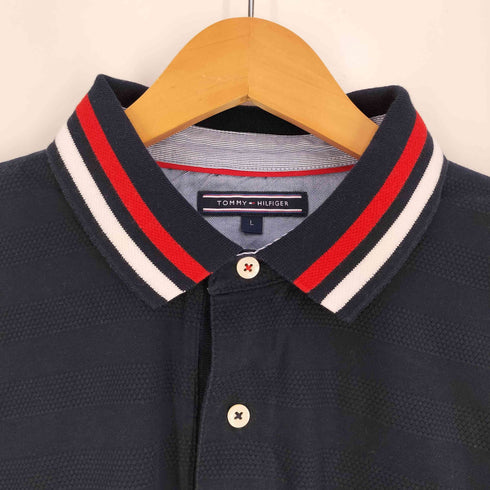 トミーヒルフィガー TOMMY HILFIGER ロゴ刺繍 ワッペン ボーダー ポロシャツ メンズ import:L