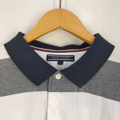 トミーヒルフィガー TOMMY HILFIGER ロゴ刺繍 ボーダー ポロシャツ メンズ import:L