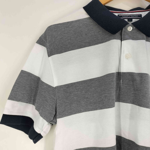 トミーヒルフィガー TOMMY HILFIGER ロゴ刺繍 ボーダー ポロシャツ メンズ import:L