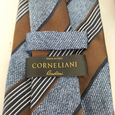 コルネリアーニ Corneliani ストライプ柄 シルクネクタイ メンズ