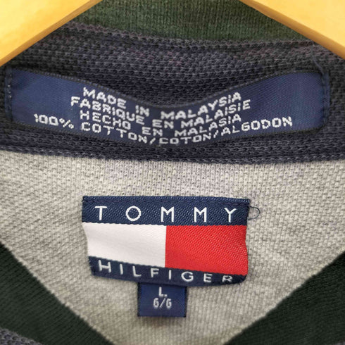トミーヒルフィガー TOMMY HILFIGER ボーダープリント ポロシャツ メンズ L