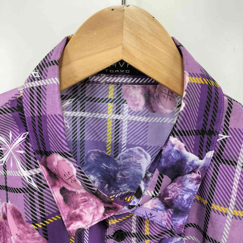 トラヴァストウキョウ TRAVAS TOKYO 熊 チェック 柄 リボン L/S レギュラーカラー シャツ メンズ