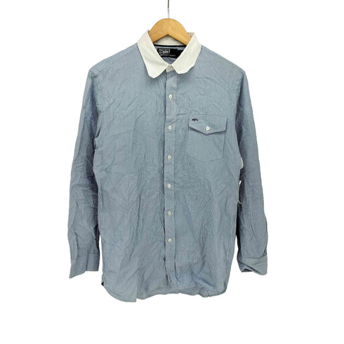 ポロバイラルフローレン Polo by RALPH LAUREN ストライプ マチ付 レギュラーカラーシャツ クレリック メンズ import:M
