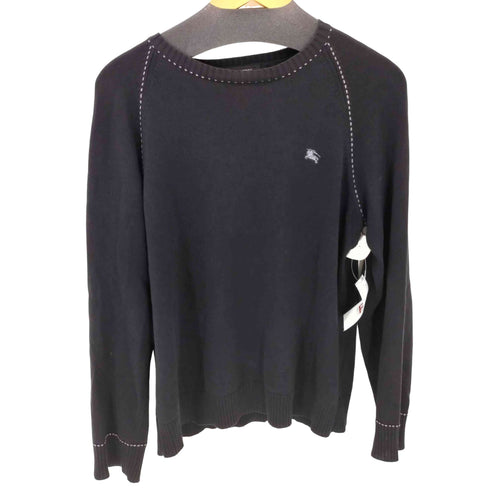 バーバリーブラックレーベル BURBERRY BLACK LABEL イタリア製糸 ステッチ ラグラン コットンニット メンズ JPN:2