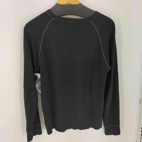 バーバリーブラックレーベル BURBERRY BLACK LABEL イタリア製糸 ステッチ ラグラン コットンニット メンズ JPN:2