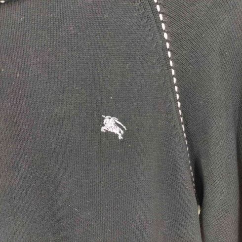 バーバリーブラックレーベル BURBERRY BLACK LABEL イタリア製糸 ステッチ ラグラン コットンニット メンズ JPN:2