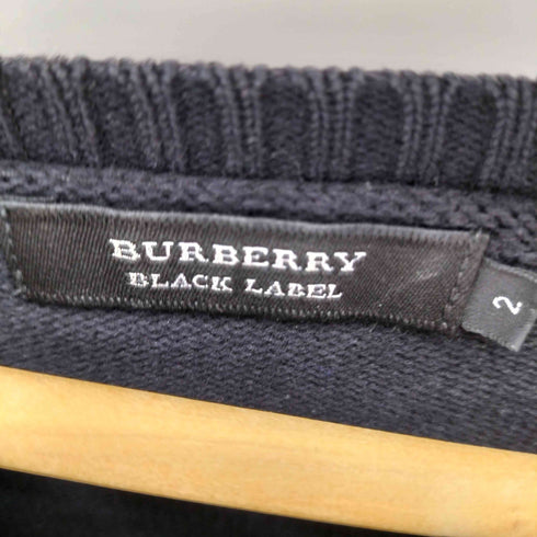 バーバリーブラックレーベル BURBERRY BLACK LABEL イタリア製糸 ステッチ ラグラン コットンニット メンズ JPN:2