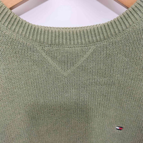 トミーヒルフィガー TOMMY HILFIGER ワンポイントロゴ刺繍 プルオーバー コットン L/S ニット メンズ import:XL