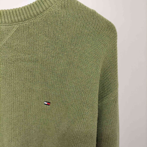 トミーヒルフィガー TOMMY HILFIGER ワンポイントロゴ刺繍 プルオーバー コットン L/S ニット メンズ import:XL