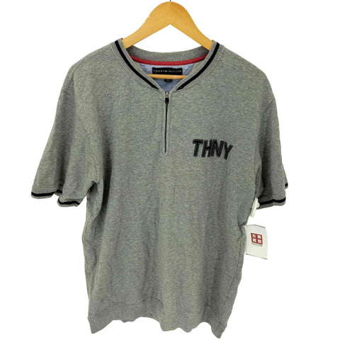トミーヒルフィガー TOMMY HILFIGER ワッペンロゴ ハーフジップトレーナー メンズ XL