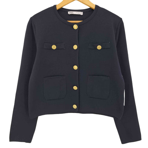 ザラ ZARA ゴールドボタン ニット カーディガン レディース import:M
