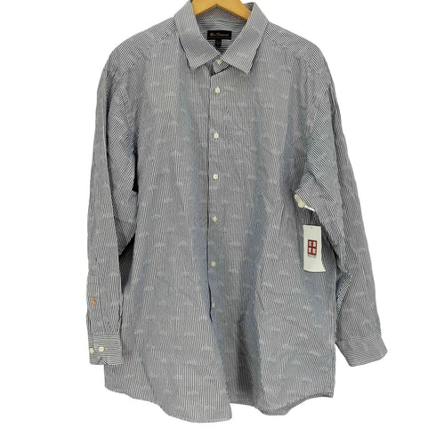 ベンシャーマン Ben Sherman 総柄 ワイドカラー L/S ストライプ シャツ メンズ import:XL