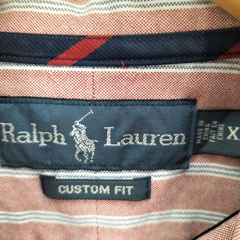 ラルフローレン RALPH LAUREN CUSTOM FIT ポニー 刺繍 B.D L/S ストライプ シャツ メンズ import:XXL