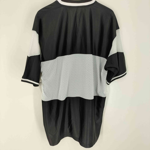 アディダス adidas トレフォイル ロゴ 刺繍 メッシュ 切替 リブ ライン ゲーム シャツ メンズ import:L