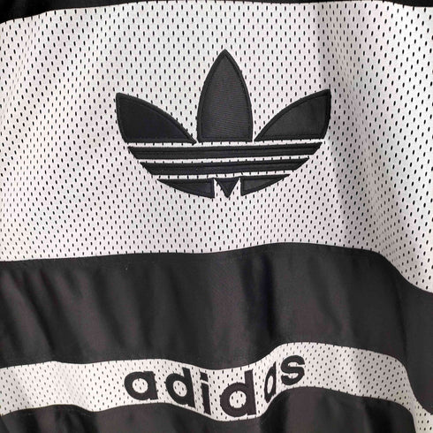 アディダス adidas トレフォイル ロゴ 刺繍 メッシュ 切替 リブ ライン ゲーム シャツ メンズ import:L