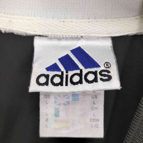 アディダス adidas トレフォイル ロゴ 刺繍 メッシュ 切替 リブ ライン ゲーム シャツ メンズ import:L