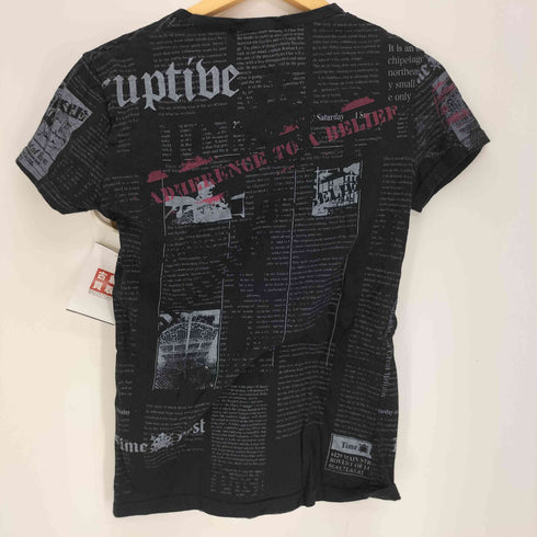 ジャックローズラブメゾン JACK ROSE Luv maison ドクロ スカル グラフィック ニュースペーパー 柄 S/S Tシャツ チビT Y2K メンズ JPN:44