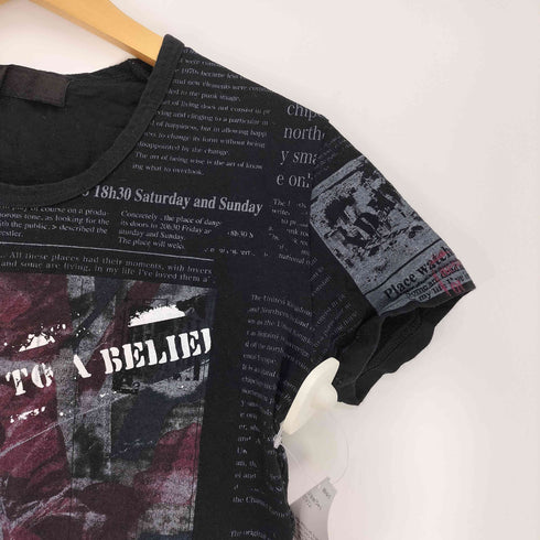 ジャックローズラブメゾン JACK ROSE Luv maison ドクロ スカル グラフィック ニュースペーパー 柄 S/S Tシャツ チビT Y2K メンズ JPN:44