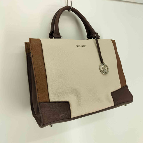ナインウエスト NINE WEST BLOCKING TIME ロゴ ストラップ シボ革 レザー トートバッグ レディース