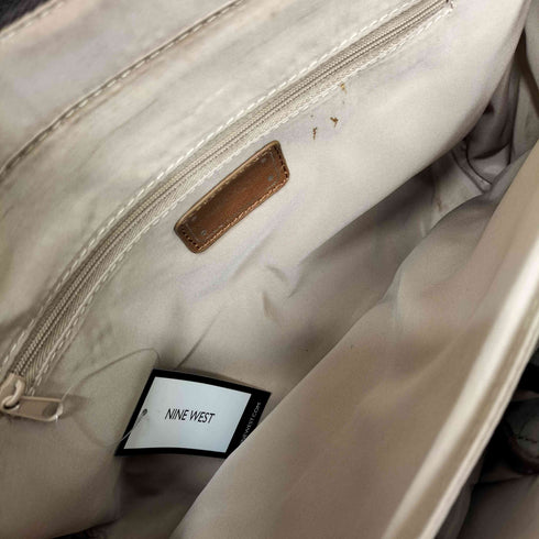 ナインウエスト NINE WEST BLOCKING TIME ロゴ ストラップ シボ革 レザー トートバッグ レディース