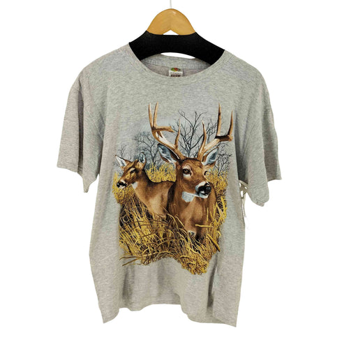 フルーツオブザルーム FRUIT OF THE LOOM 鹿プリント クルーネックTシャツ メンズ import:L