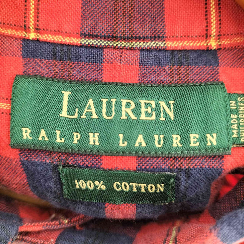 ローレンラルフローレン LAUREN RALPH LAUREN エンブレム チェック BDシャツ メンズ import:XL