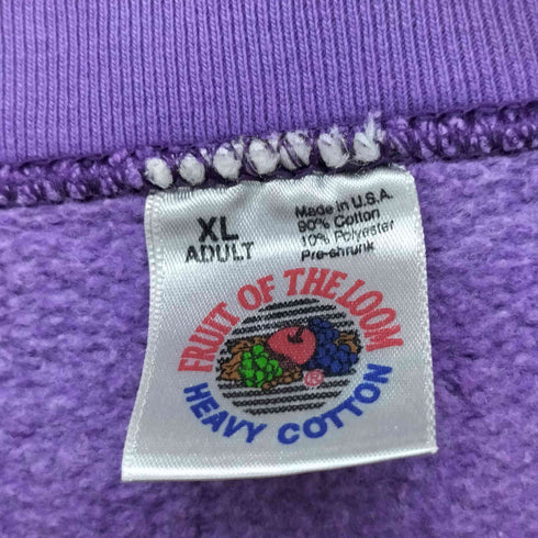 フルーツオブザルーム FRUIT OF THE LOOM 90S USA製 WE 3 刺繍 裏起毛 クルーネック スウェット トレーナー メンズ import:XL