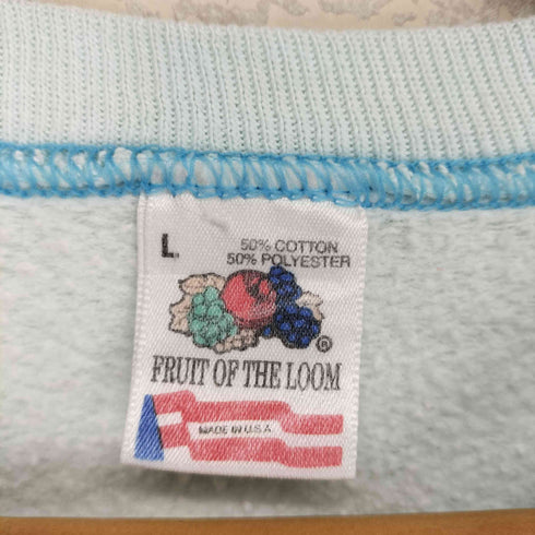 フルーツオブザルーム FRUIT OF THE LOOM MADE IN USA START TO LIVE フロッキープリントラグランスウェット メンズ M