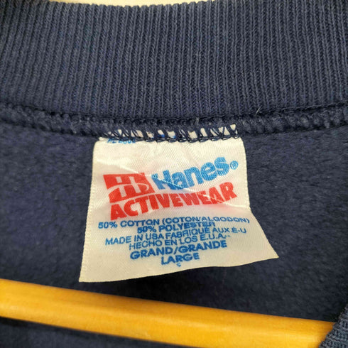 ヘインズ Hanes MADE IN USA カレッジロゴプリントラグランスウェット メンズ L