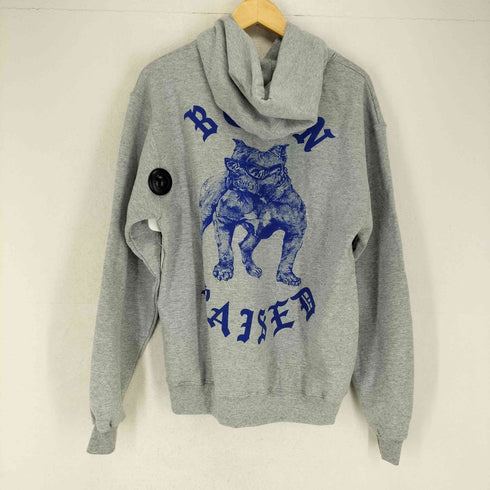 ボーンアンドレイズド BORN X RAISED 両面プリントロゴ ブルドック プルオーバーパーカー メンズ M