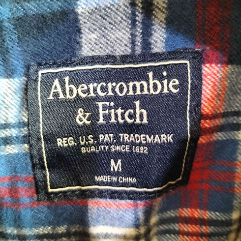 アバクロンビーアンドフィッチ Abercrombie & Fitch 両胸フラップ チェック フランネルシャツ メンズ import:M