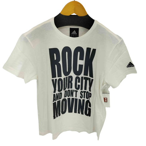 アディダス adidas 袖刺繍 ROCK YOUR CITY フロントプリントクルーネック半袖Tシャツ レディース JPN:M