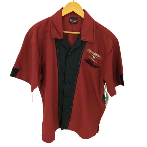 ハーレーダビッドソン HARLEY-DAVIDSON CAFE LAS VEGAS ステッチデザイン バックプリントボウリングシャツ メンズ