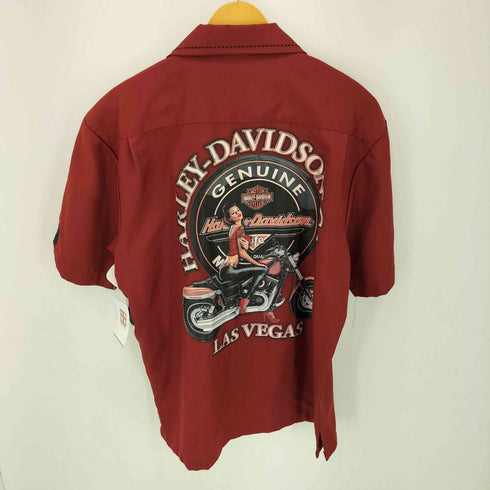 ハーレーダビッドソン HARLEY-DAVIDSON CAFE LAS VEGAS ステッチデザイン バックプリントボウリングシャツ メンズ