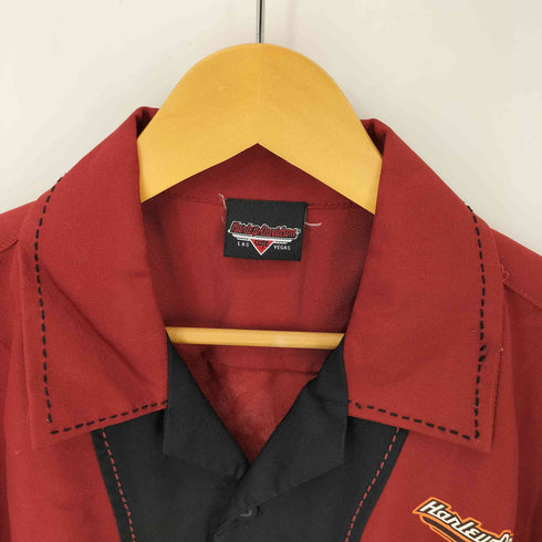 ハーレーダビッドソン HARLEY-DAVIDSON CAFE LAS VEGAS ステッチデザイン バックプリントボウリングシャツ メンズ
