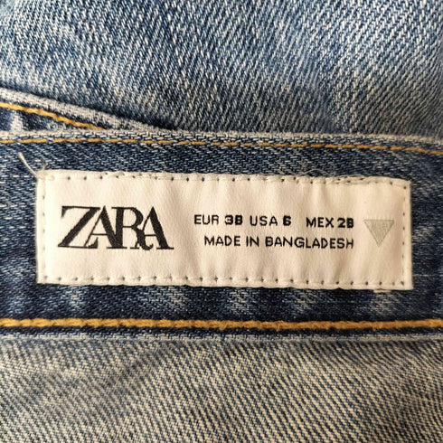 ザラ ZARA TRF ハイウエストクロスオーバーワイドレッグジーンズ 変形 ジップ デニム パンツ レディース EUR:38