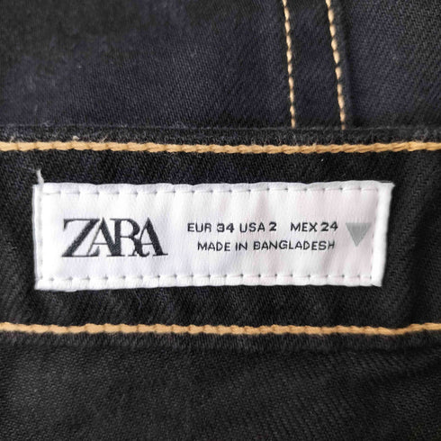 ザラ ZARA ステッチデザイン ロールアップ ワイド デニム パンツ レディース EUR:34