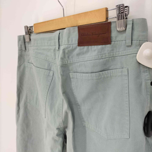 サルヴァトーレフェラガモ Salvatore Ferragamo イタリア製 カウレザーパッチ モールスキン 5ポケット ストレート パンツ メンズ EUR:50